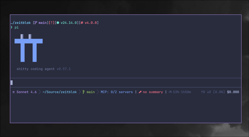 Pi coding agent in action