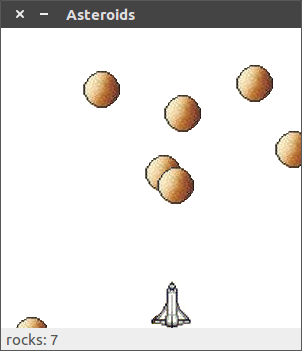 Screenshot of asteroids game